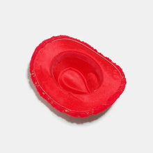 Red fuzzy snowflakes polyester hat with cowboy style