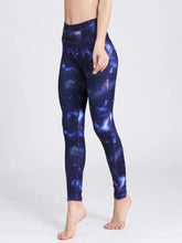 Galaxy Print Leggings with Blue Trim for Women Navy Woman Leggings