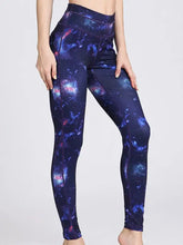 Galaxy Print Leggings with Blue Trim for Women Woman Leggings