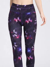 Galaxy Print Leggings with Blue Trim for Women Woman Leggings