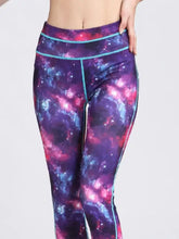 Galaxy Print Leggings with Blue Trim for Women Woman Leggings