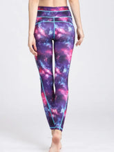 Galaxy Print Leggings with Blue Trim for Women Woman Leggings
