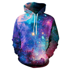 Vibrant galaxy printed drawstring hoodie with kangaroo pocket