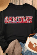 Black Game Day Round Neck Long Sleeve Sweatshirt for Women