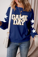 GAME DAY Star Round Neck Long Sleeve Sweatshirt Navy Woman Sweatshirts