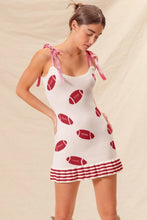 Gameday Football Knitted Mini Dress White Sweater Dress for Women IVORY RED