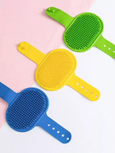 Spazzola delicata in silicone per rimuovere i peli degli animali, verde, gialla, blu