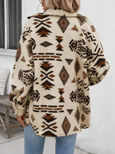 Geometric Button Up Dropped Shoulder Jacket Woman Outerwear