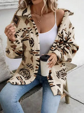 Geometric Button Up Dropped Shoulder Jacket Woman Outerwear