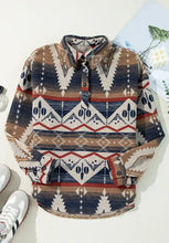 Geometric Half Button Long Sleeve Sweatshirt Woman Sweatshirts