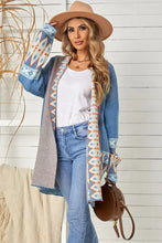 Geometric Open Front Long Sleeve Cardigan Woman Outerwear