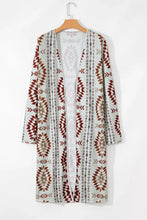 Boho geometric open long sleeve cover up kimono on hanger