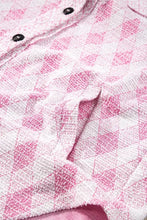 Geometric Print Textured Flap Pocket Shacket Woman Outerwear