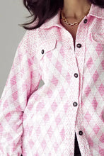 Geometric Print Textured Flap Pocket Shacket Woman Outerwear