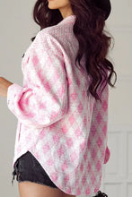 Geometric Print Textured Flap Pocket Shacket Woman Outerwear