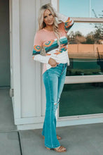 Geometric Round Neck Long Sleeve T-Shirt Woman T Shirts