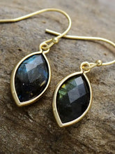 Gold-plated labradorite geometrical shape natural stone dangle earrings