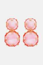 Geometrical Shape Zinc Alloy Frame Dangle Earrings Pink One Size Earrings