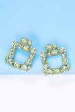 Geometrical shape zinc alloy green rhinestone dangle earrings