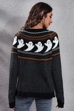 Ghost Pattern Round Neck Long Sleeve Sweater Sweater Pullovers