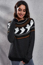 Ghost Pattern Round Neck Long Sleeve Sweater Sweater Pullovers