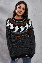 Ghost Pattern Round Neck Long Sleeve Sweater Ghost Sweater Pullovers