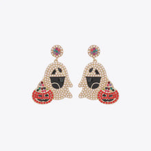 Pair of ghost and pumpkin rhinestone alloy earrings