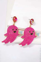 Pink zinc alloy ghost shape synthetic pearl dangle earrings