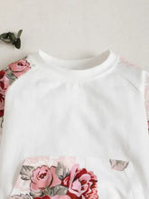 Girls Floral Print Long Sleeve Top and Pants Set with pink floral raglan sleeves