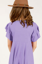 Girls Lavender Round Neck Dress with Brown Hat and Boots Set