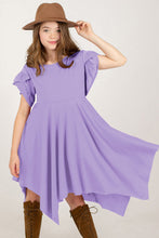 Girls Lavender Round Neck Dress with Brown Hat and Boots Set