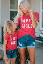 Girls letter graphic red short sleeve t-shirt with distressed denim shorts set
