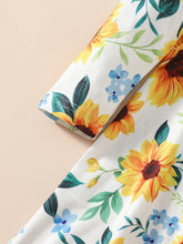 Girls Sunflower Long Sleeve Cotton Dress