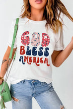 God Bless America white graphic tee for women