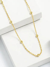 Gold-toned beaded chain necklace in sterling silver, 18-inch length
