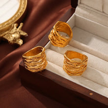 Gold Bamboo Design Multi Band Rings Titanium Steel Fashion Jewelry