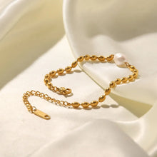 Gold Beaded Necklace and Bracelet Set with Pearl Accent