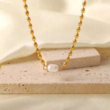 Gold Beaded Necklace and Bracelet Set with Pearl Accent