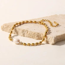 Gold Beaded Necklace and Bracelet Set with Pearl Accent Fashion Jewelry