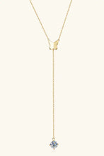 Gold butterfly Y-shaped sterling silver necklace with diamond drop