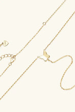 Gold butterfly sterling silver necklace with diamond drop and heart charm