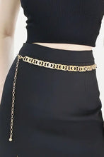 Gold chain clasp belt with interlocking circles and alloy lobster clasp