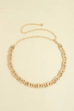 Gold-tone interlocking circle chain belt with alloy lobster clasp