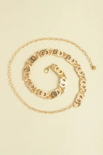 Golden alloy lobster clasp belt with interlocking circular links