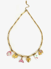 Gold Chain Necklace with Colorful Enamel Charms Fashion Jewelry