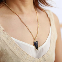 Gold Chain Necklace with Heart Labradorite Pendant in Various Chain Lengths