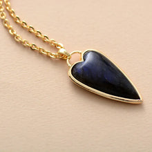 Gold Chain Necklace with Heart Labradorite Pendant in Various Chain Lengths