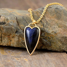 Gold Chain Necklace with Heart Labradorite Pendant in Various Chain Lengths Gold One Size
