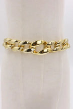 Gold chunky adjustable acrylic chain belt bracelet in Cuban link style