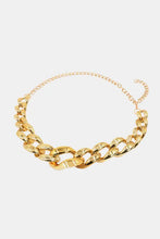 Gold-tone chunky curb chain necklace with adjustable acrylic chain belt extender